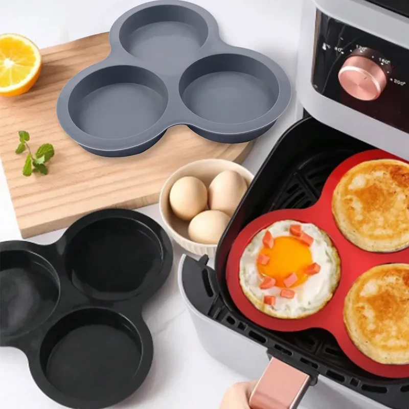 Moule Silicone Air Fryer Réutilisable 3-Cavités Forme Arrondie