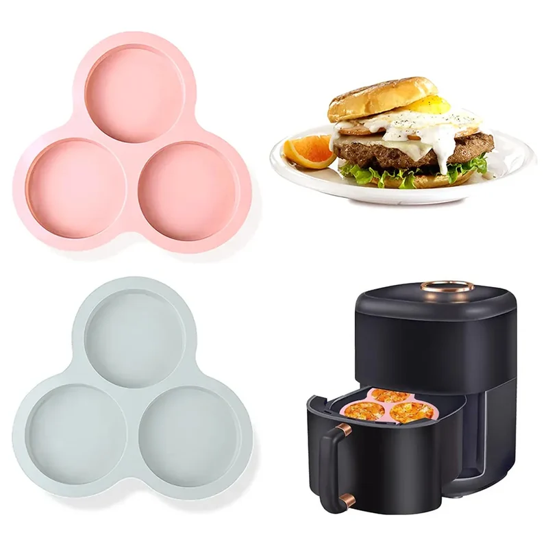 Moule Silicone Air Fryer Réutilisable 3-Cavités Forme Arrondie