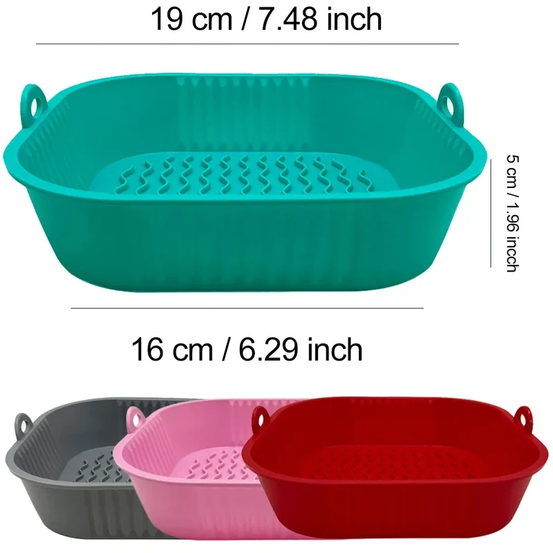 Moule Silicone Air Fryer Réutilisable Carré - Lot de 3 Pièces