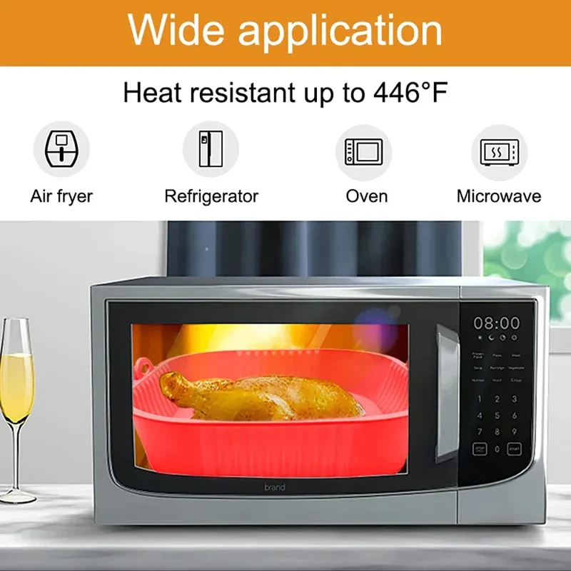 Moule Silicone Air Fryer Réutilisable Carré - Lot de 3 Pièces