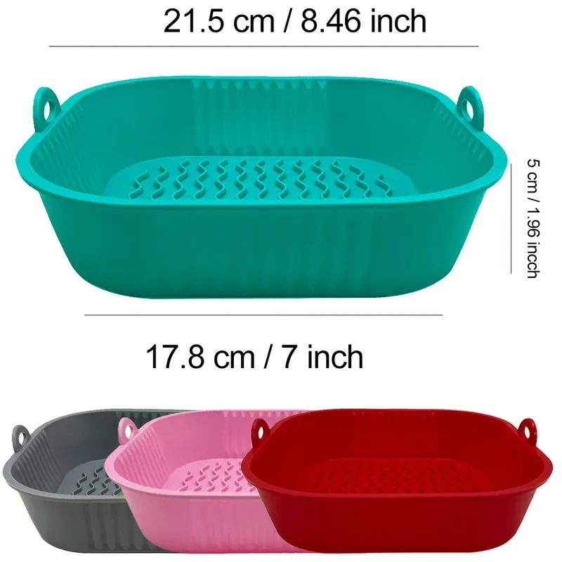 Moule Silicone Air Fryer Réutilisable Carré - Lot de 3 Pièces
