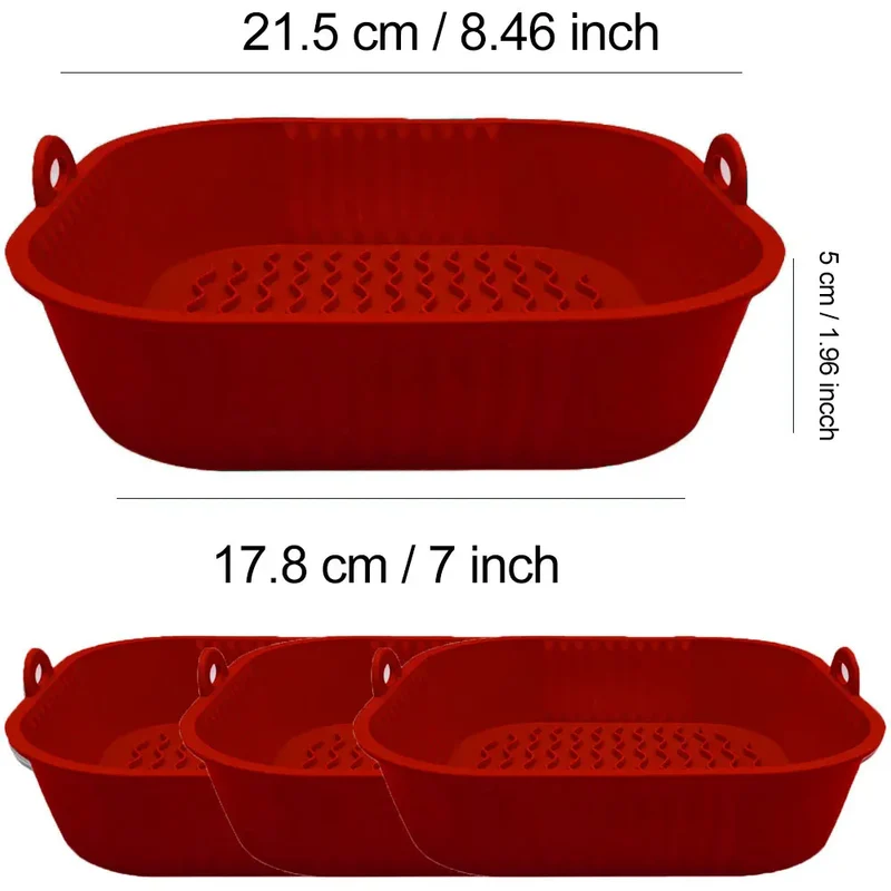 Moule Silicone Air Fryer Réutilisable Carré - Lot de 3 Pièces