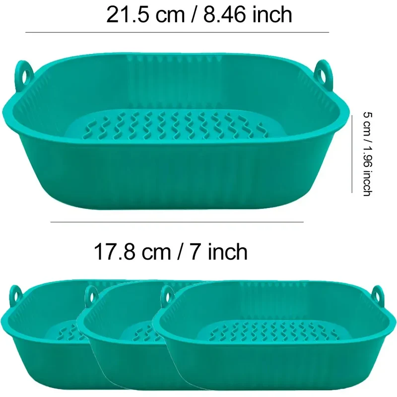 Moule Silicone Air Fryer Réutilisable Carré - Lot de 3 Pièces