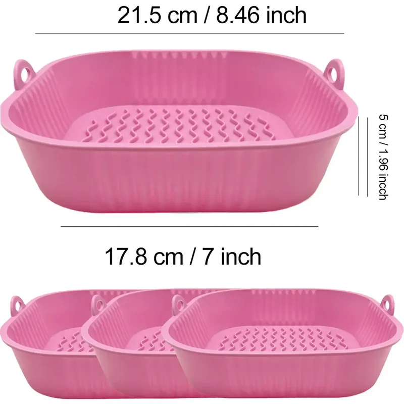 Moule Silicone Air Fryer Réutilisable Carré - Lot de 3 Pièces