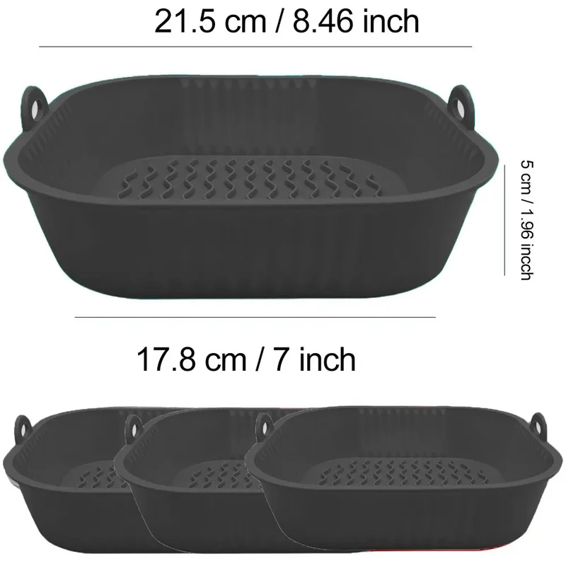 Moule Silicone Air Fryer Réutilisable Carré - Lot de 3 Pièces