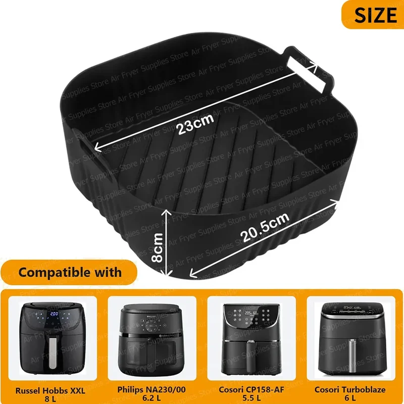 Moules Silicone Air Fryer Réutilisables Carré 23 cm - Lot de 1