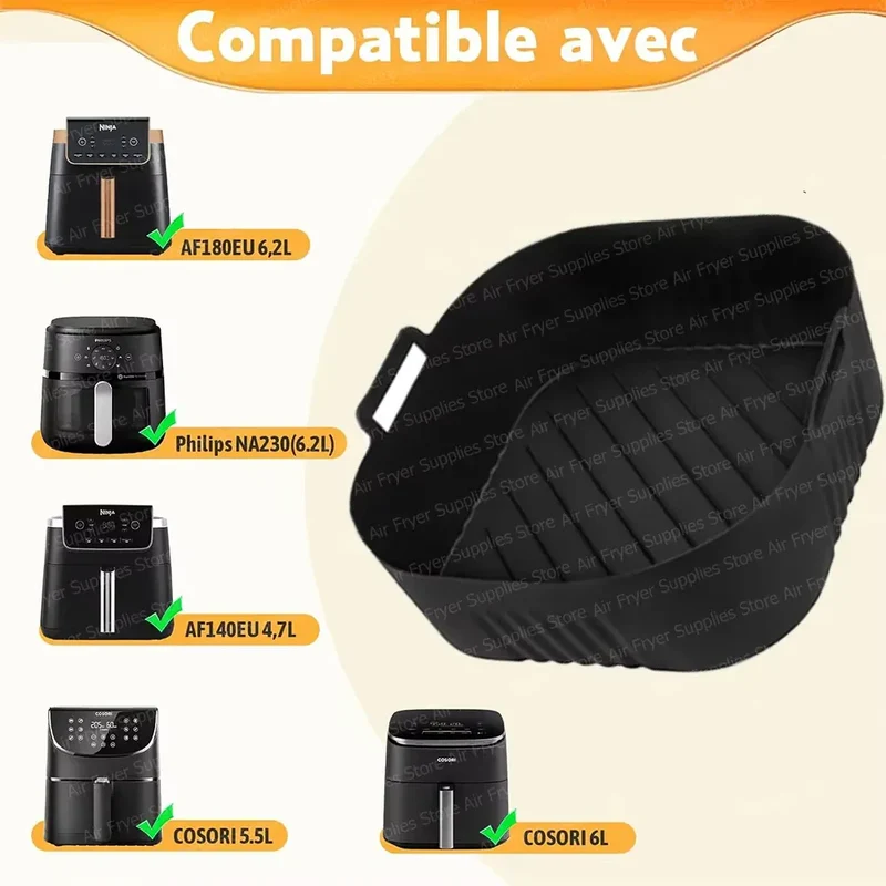Moules Silicone Air Fryer Réutilisables Carré 23 cm - Lot de 1