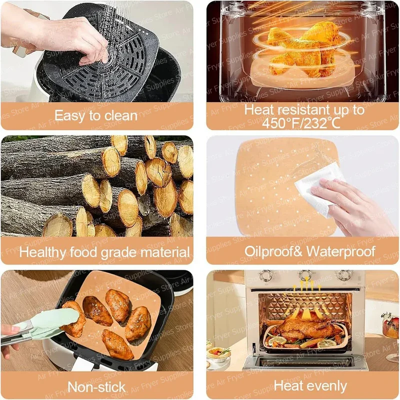 Moules Silicone Air Fryer Réutilisables Carré 23 cm - Lot de 1