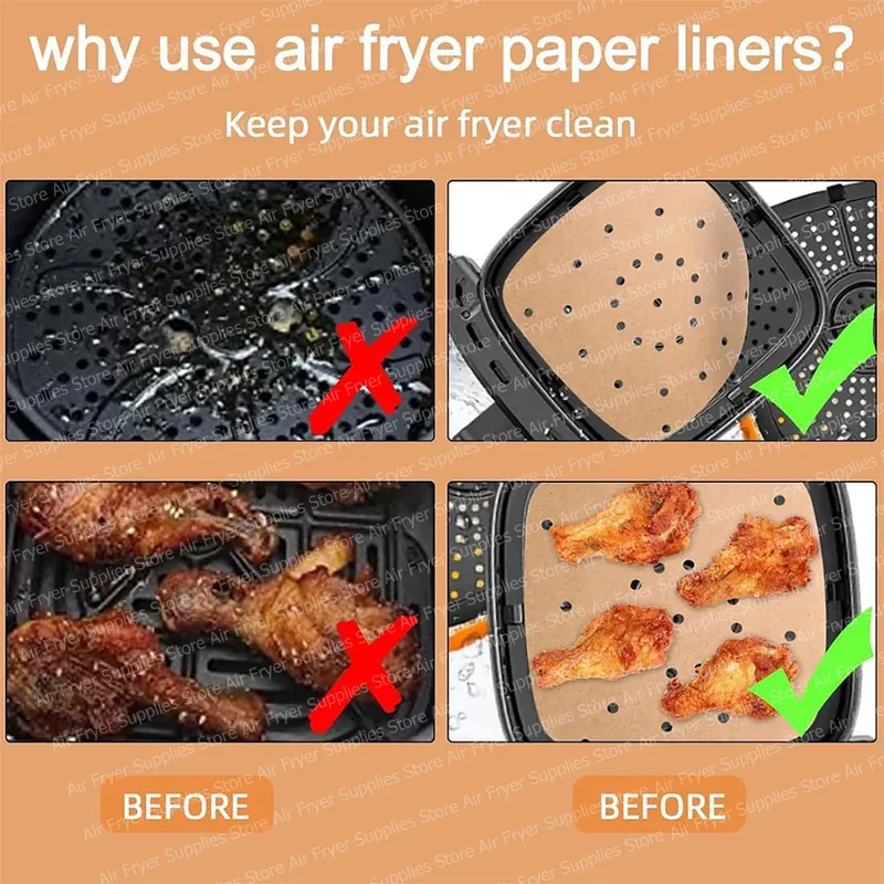Moules Silicone Air Fryer Réutilisables Carré 23 cm - Lot de 1