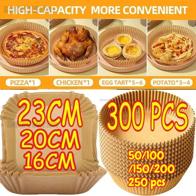 Papier Cuisson Air Fryer Jetable Rond 20-23 cm - Lot de 50 à 300 pièces