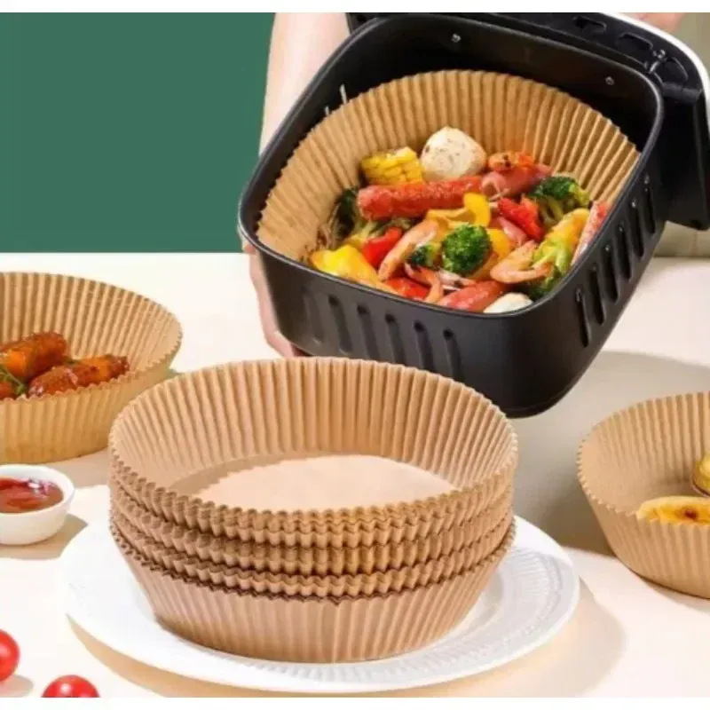 Papier Cuisson Air Fryer Jetable Rond 20-23 cm - Lot de 50 à 300 pièces