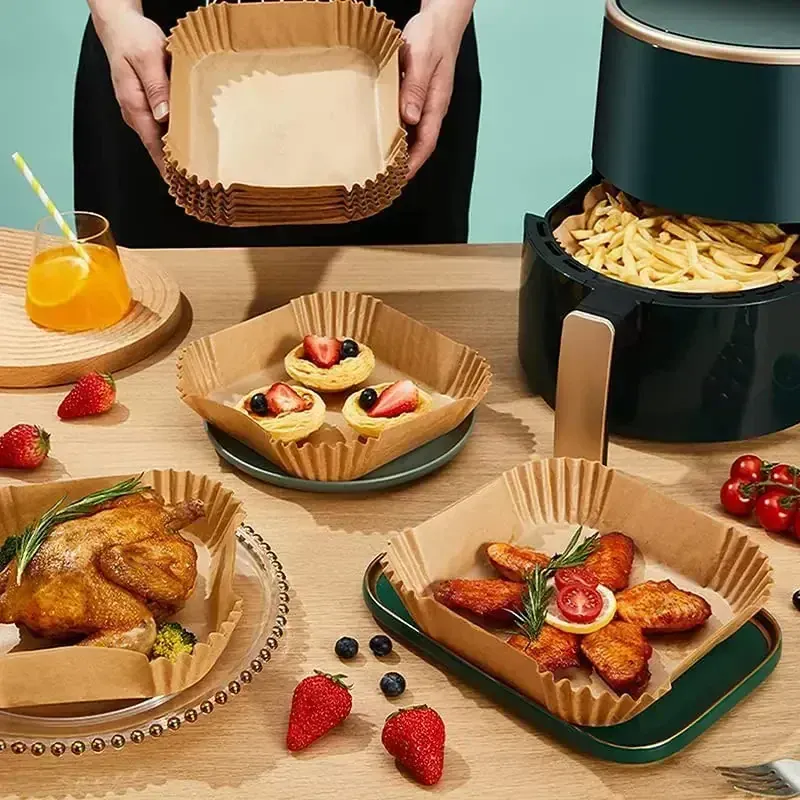 Papier Cuisson Air Fryer Jetable Rond 20-23 cm - Lot de 50 à 300 pièces