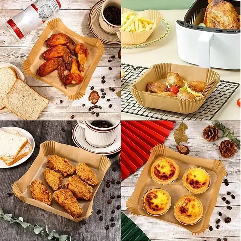 Papier Cuisson Air Fryer Jetable Rond 20-23 cm - Lot de 50 à 300 pièces