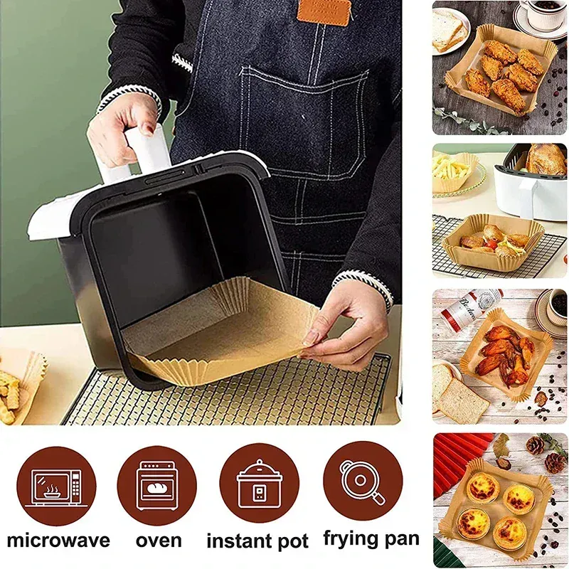 Papier Cuisson Air Fryer Jetable Rond 20-23 cm - Lot de 50 à 300 pièces