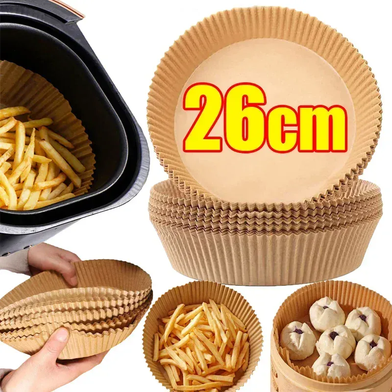 Papier Cuisson Air Fryer Jetable Rond 20-23 cm - Lot de 50 à 300 pièces