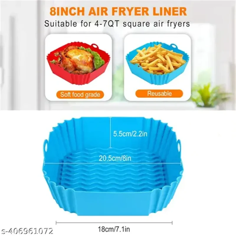 Moule Silicone Air Fryer Réutilisable Rectangulaire - Lot de 2 Pièces