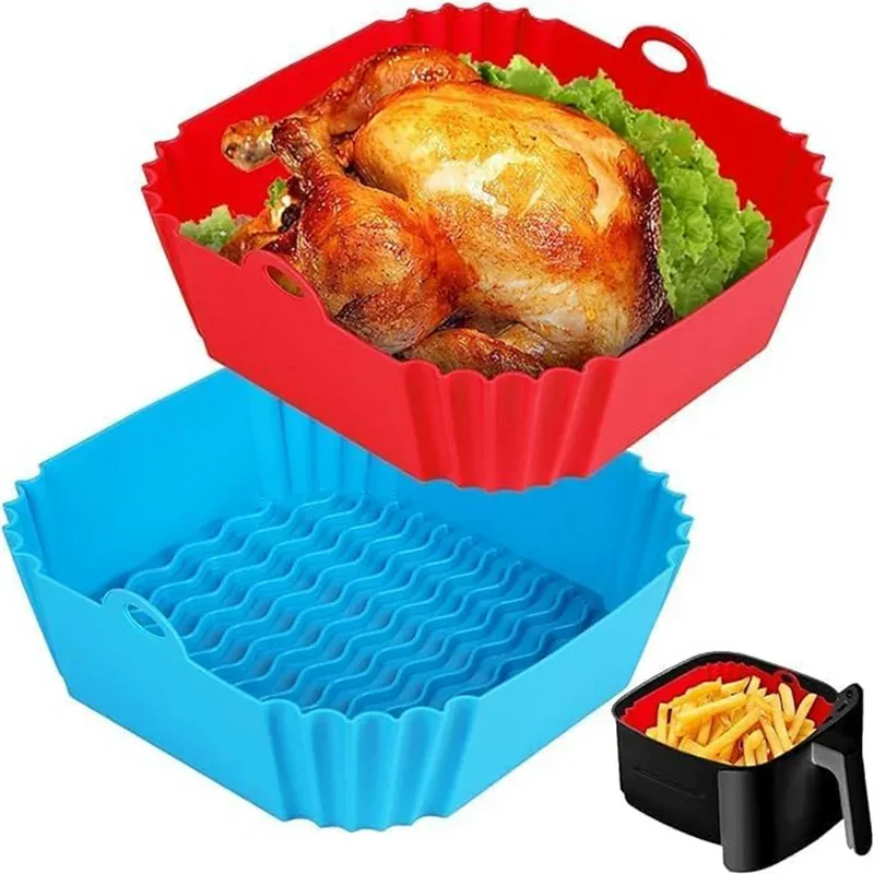 Moule Silicone Air Fryer Réutilisable Rectangulaire - Lot de 2 Pièces