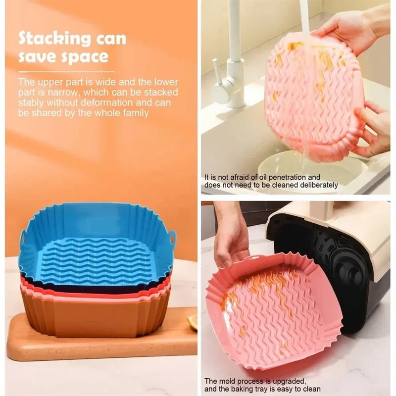 Moule Silicone Air Fryer Réutilisable Rectangulaire - Lot de 2 Pièces