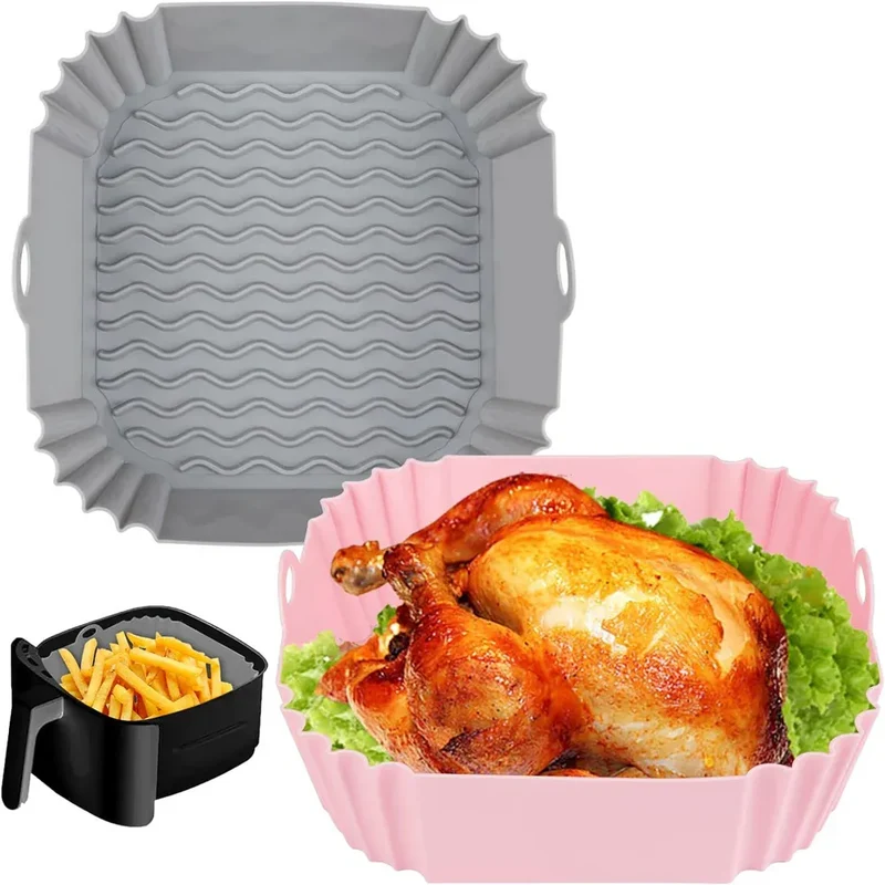 Moule Silicone Air Fryer Réutilisable Rectangulaire - Lot de 2 Pièces