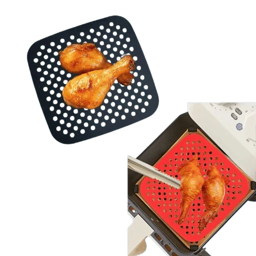 Tapis Silicone Air Fryer Antiadhésif Lot de 2 Carrés 25x25 cm