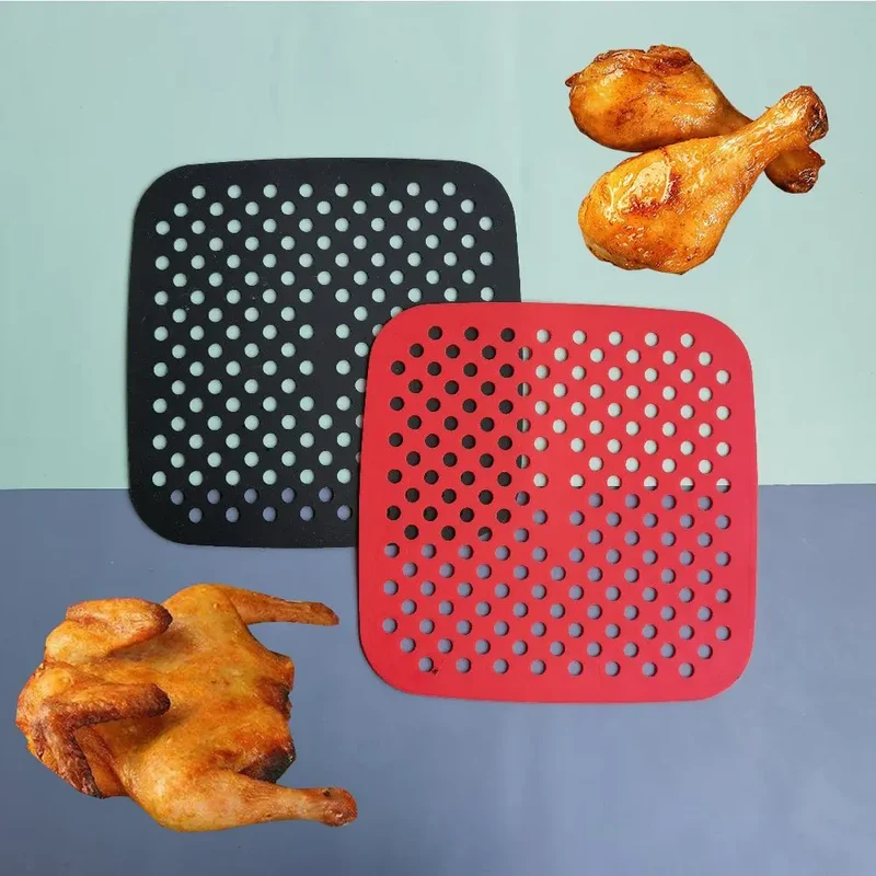Tapis Silicone Air Fryer Antiadhésif Lot de 2 Carrés 25x25 cm