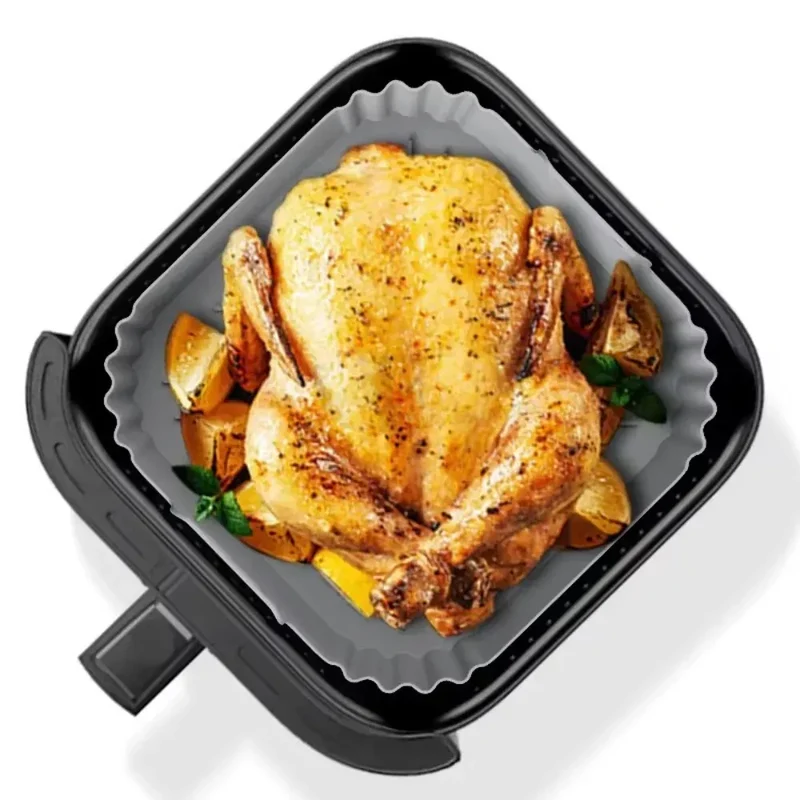 Moule Silicone Air Fryer Carré Réutilisable 55-62L avec Poignée