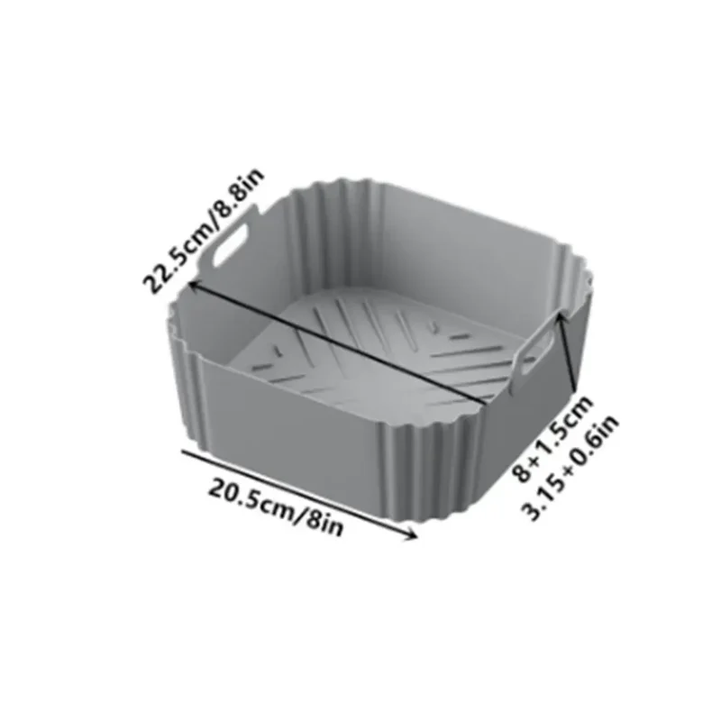 Moule Silicone Air Fryer Carré Réutilisable 55-62L avec Poignée