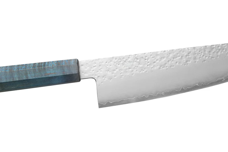 Couteau bunka 17cm japonais artisanal Hado Shiosai VG10 manche bleu