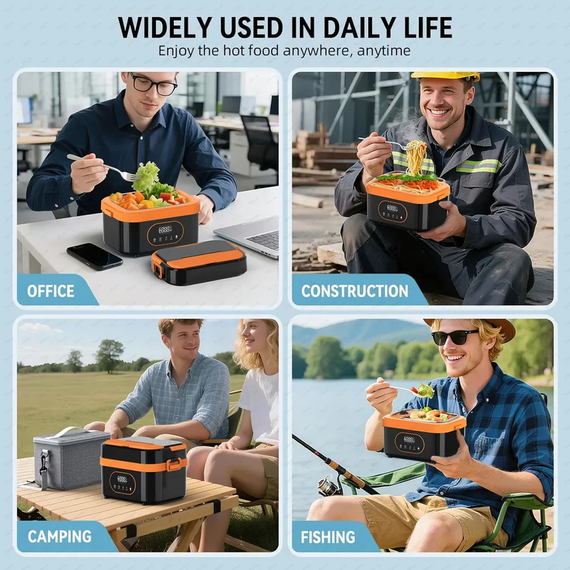 LunchBox Chauffante Sans Fil 60 W — Batterie 18 000 mAh, Cuve Inox 304, Timer 8h