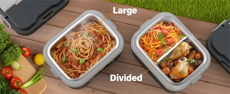 LunchBox Chauffante Sans Fil 60 W — Batterie 18 000 mAh, Cuve Inox 304, Timer 8h