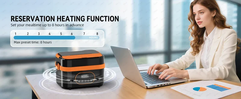 LunchBox Chauffante Sans Fil 60 W — Batterie 18 000 mAh, Cuve Inox 304, Timer 8h