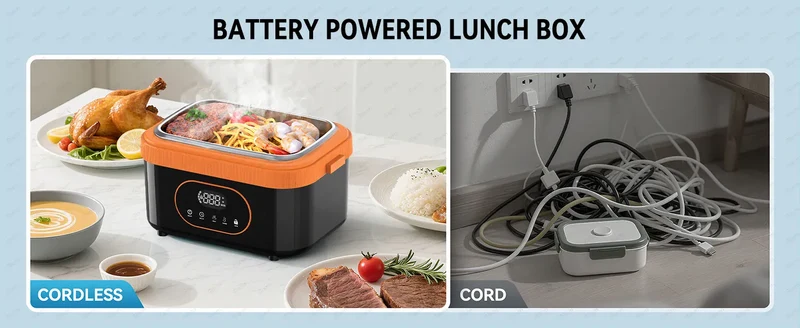 LunchBox Chauffante Sans Fil 60 W — Batterie 18 000 mAh, Cuve Inox 304, Timer 8h