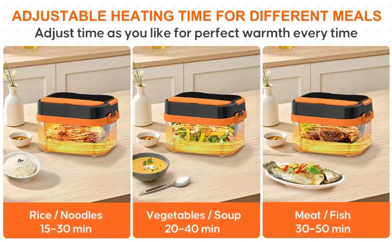 LunchBox Chauffante Sans Fil 60 W — Batterie 18 000 mAh, Cuve Inox 304, Timer 8h