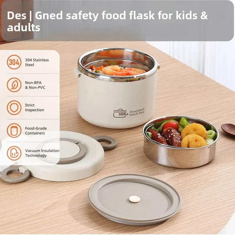 LunchBox Isotherme Inox 304 — 2 Niveaux 1100 ml, Chaud 6 h / Froid 8 h, Sans BPA