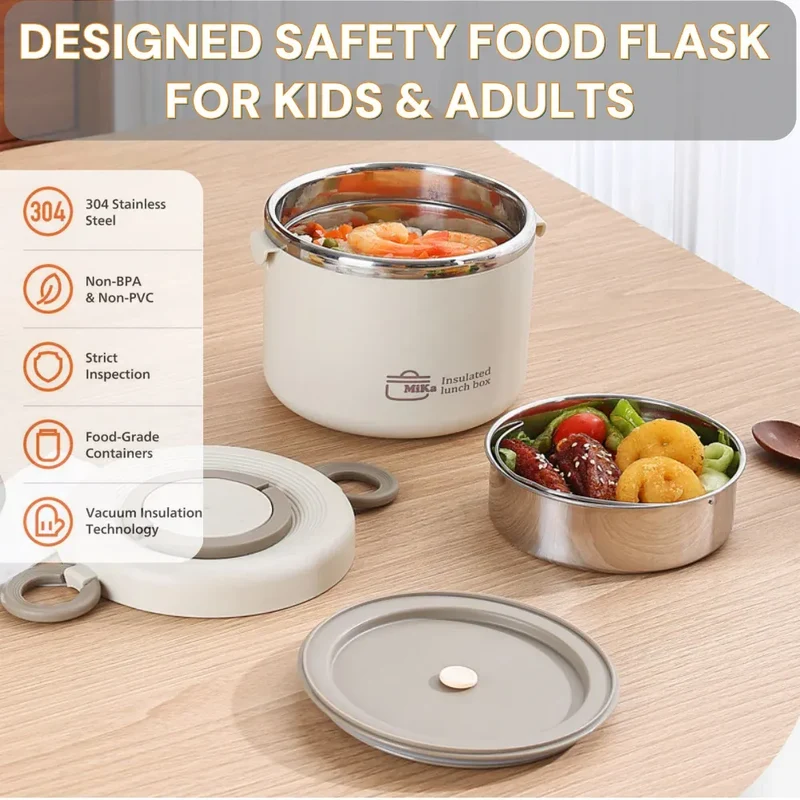 LunchBox Isotherme Inox 304 — 2 Niveaux 1100 ml, Chaud 6 h / Froid 8 h, Sans BPA