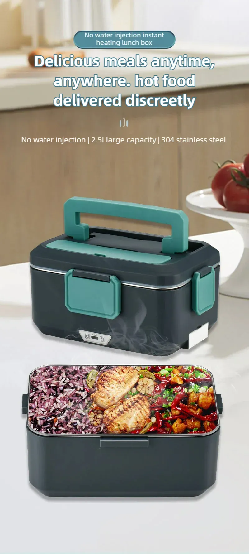 LunchBox Électrique Chauffante 3,5 L — Inox 304, 90 W, 220 V / 12-24 V Voiture