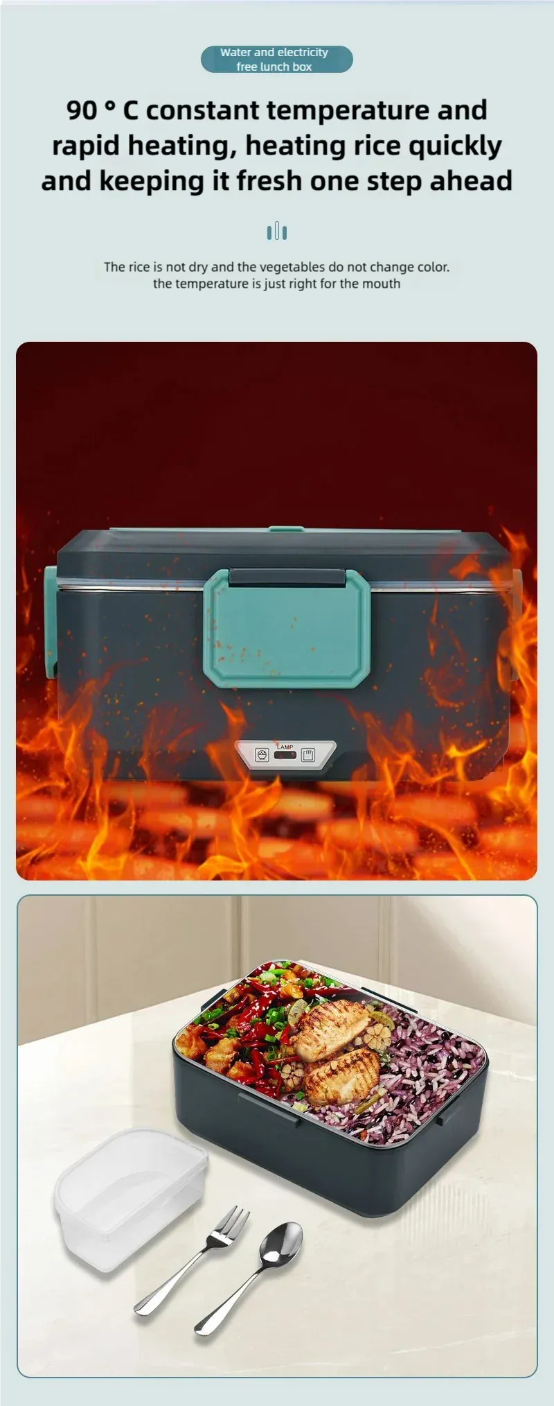LunchBox Électrique Chauffante 3,5 L — Inox 304, 90 W, 220 V / 12-24 V Voiture