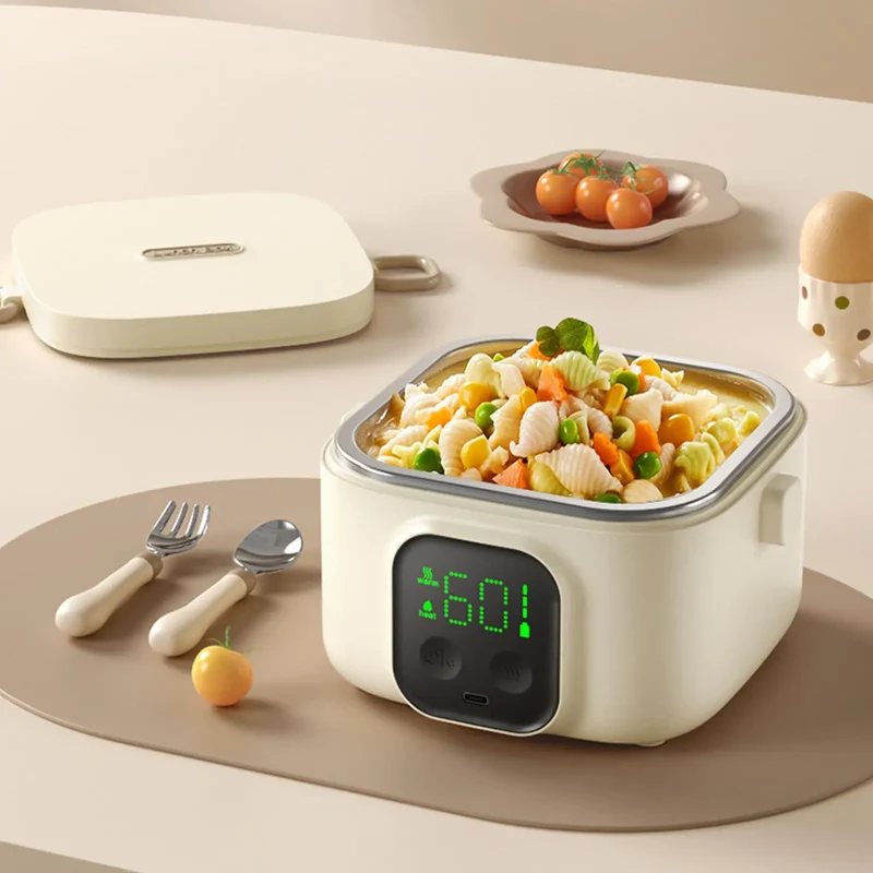 LunchBox Chauffante Sans Fil — 500 ml — 8800 mAh — Minuterie — Cuve Inox 304
