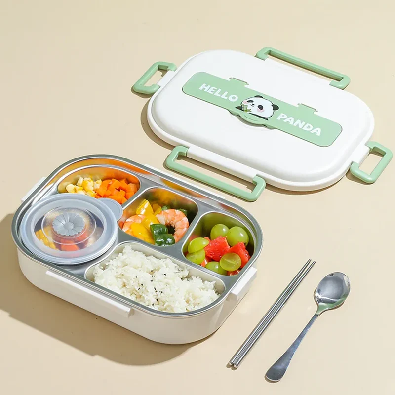 Bento pour enfants à 2/4/5 compartiments avec Couverts « Hello Panda »