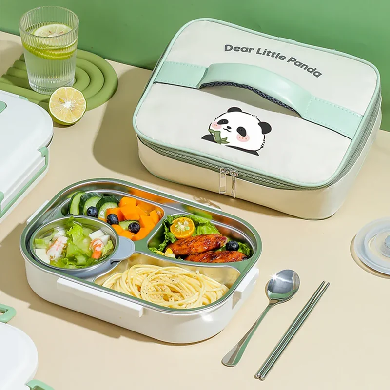 Bento pour enfants à 2/4/5 compartiments avec Couverts « Hello Panda »