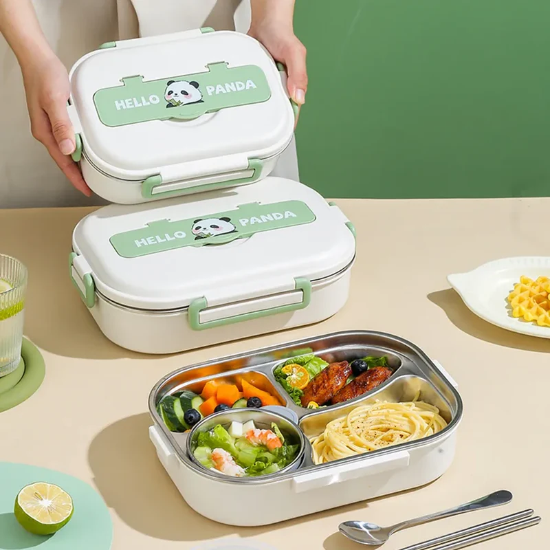 Bento pour enfants à 2/4/5 compartiments avec Couverts « Hello Panda »