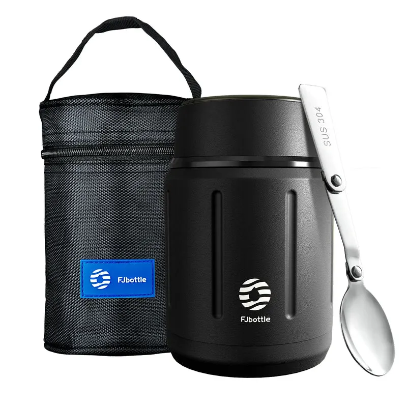 Thermos Repas 500 ml — Inox Double Paroi, Cuillère Pliante et Sac Isotherme Inclus