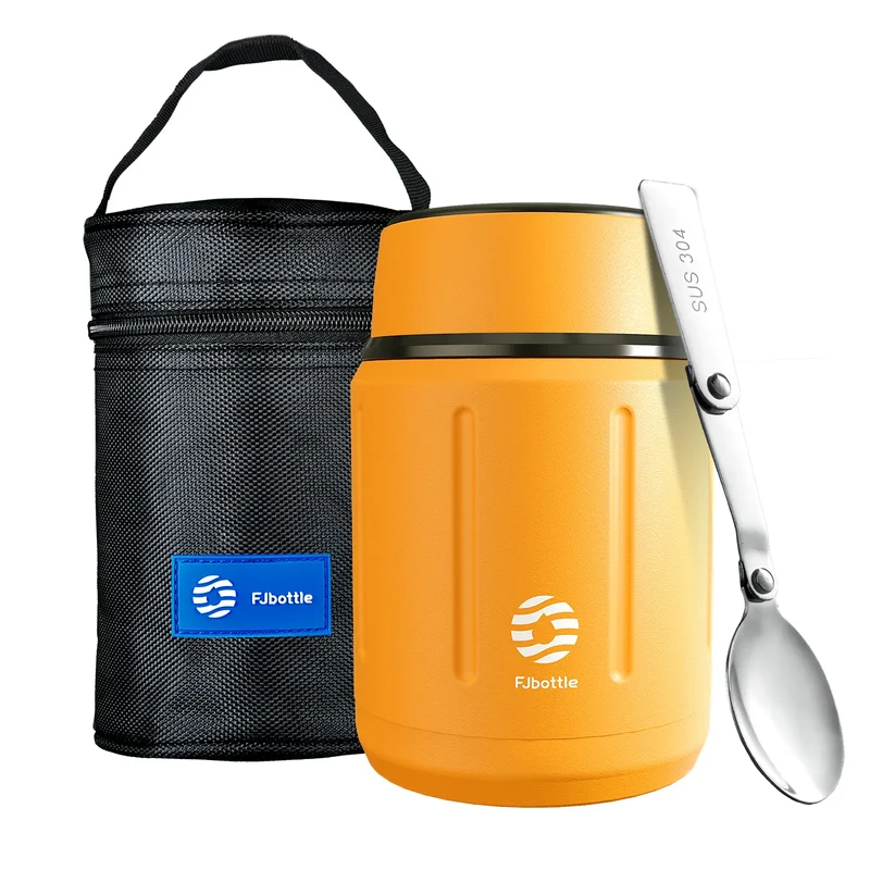 Thermos Repas 500 ml — Inox Double Paroi, Cuillère Pliante et Sac Isotherme Inclus