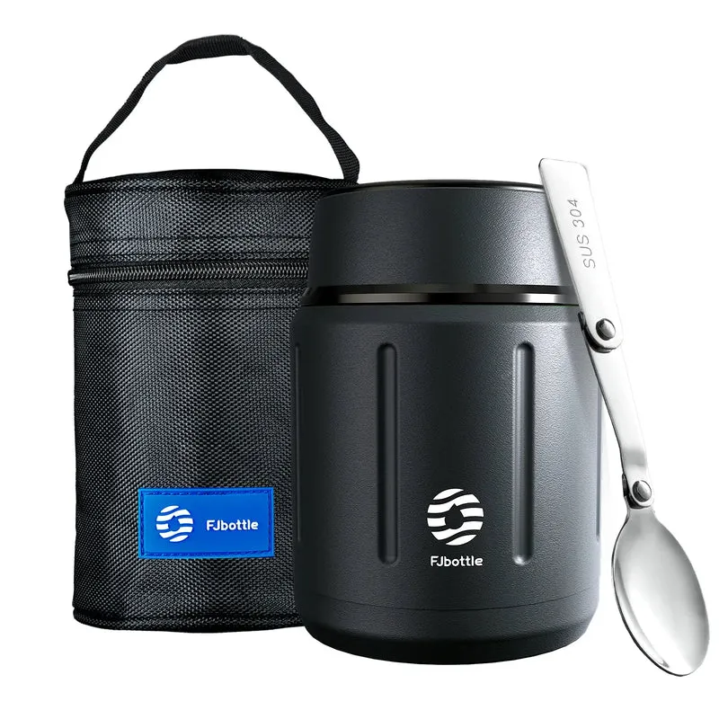 Thermos Repas 500 ml — Inox Double Paroi, Cuillère Pliante et Sac Isotherme Inclus