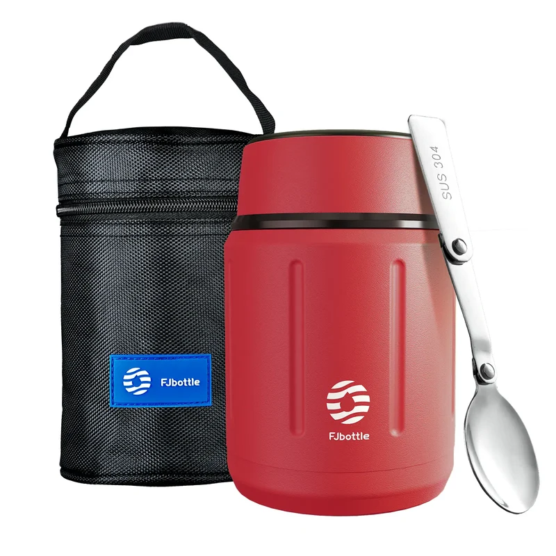 Thermos Repas 500 ml — Inox Double Paroi, Cuillère Pliante et Sac Isotherme Inclus