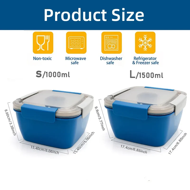 Bento à 2 Étages avec Compartiments Hermétiques - 1000 à 1500ml