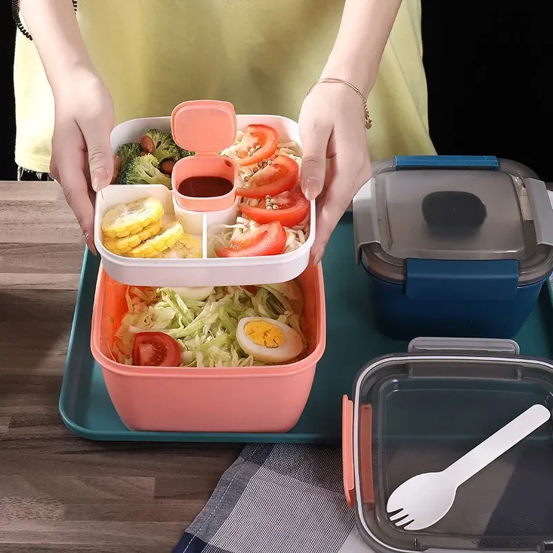 Bento à 2 Étages avec Compartiments Hermétiques - 1000 à 1500ml