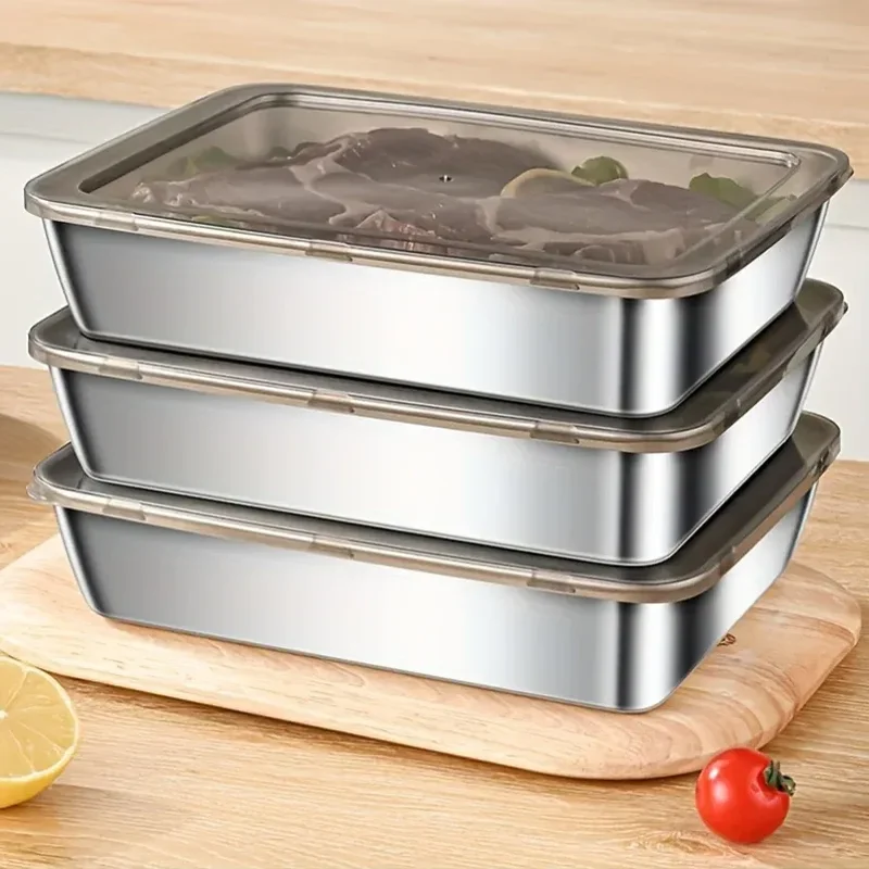 Boîte Hermétique Inox Rectangulaire avec Couvercle – Unité, Lot de 3 ou 5
