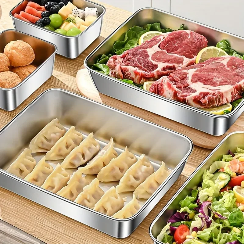 Boîte Hermétique Inox Rectangulaire avec Couvercle – Unité, Lot de 3 ou 5