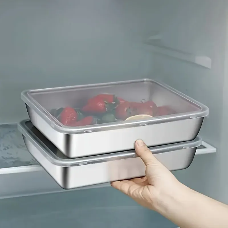 Boîte Hermétique Inox Rectangulaire avec Couvercle – Unité, Lot de 3 ou 5